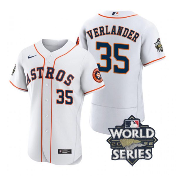 Astros 35 Justin Verlander White Nike 2022 World Series Flexbase Jersey->houston astros->MLB Jersey